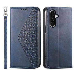 For Samsung Galaxy A36 Cubic Grid Calf Texture Magnetic Leather Phone Case(Blue)