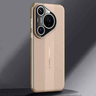 For Huawei Pura 70 Pro Imitation Ultimate Design Plain Leather Phone Case(Gold)