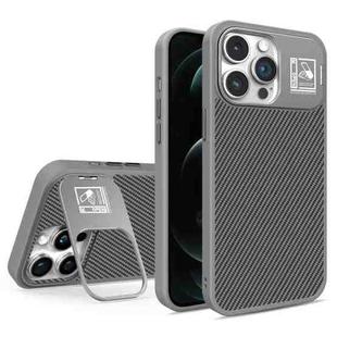 For iPhone 12 Pro Folding Holder Carbon Fiber MagSafe Phone Case(Grey)