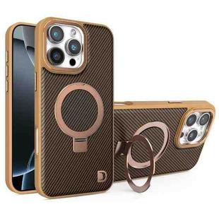 For iPhone 16 Pro Carbon Fiber MagSafe Holder Phone Case(Gold)