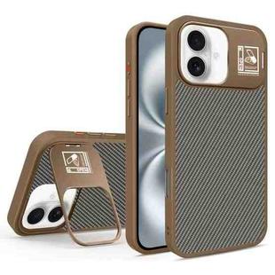 For iPhone 16 Folding Holder Carbon Fiber MagSafe Phone Case(Gold)