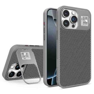 For iPhone 16 Pro Folding Holder Carbon Fiber MagSafe Phone Case(Grey)