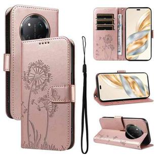 For Honor X9C 5G Global Dandelion Embossed Pattern Flip Leather Phone Case(Rose Gold)