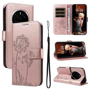 For Honor Magic7 Pro Dandelion Embossed Pattern Flip Leather Phone Case(Rose Gold)