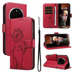 For Honor Magic7 Pro Dandelion Embossed Pattern Flip Leather Phone Case(Red)