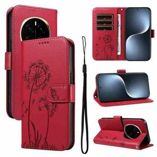 For Honor Magic7 5G Dandelion Embossed Pattern Flip Leather Phone Case(Red)