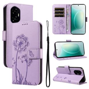 For Honor 300 Dandelion Embossed Pattern Flip Leather Phone Case(Purple)