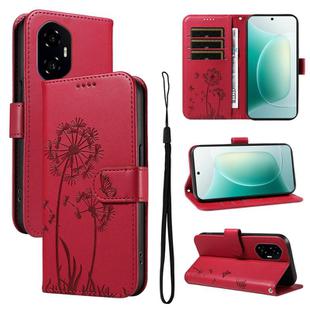 For Honor 300 Dandelion Embossed Pattern Flip Leather Phone Case(Red)