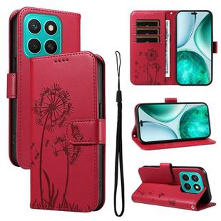 For Honor X8c 4G Global Dandelion Embossed Pattern Flip Leather Phone Case(Red)