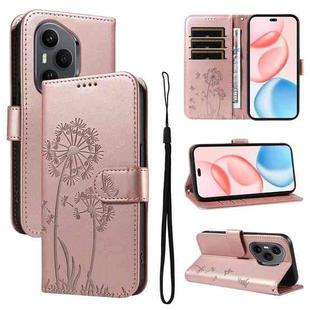 For Honor 400 Pro Global 160.8mm Dandelion Embossed Pattern Flip Leather Phone Case(Rose Gold)