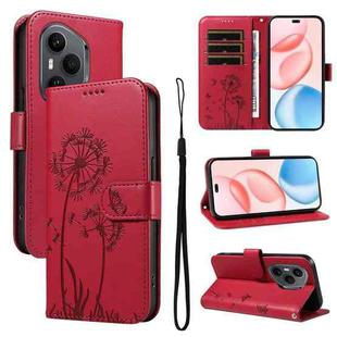 For Honor 400 Pro Global 160.8mm Dandelion Embossed Pattern Flip Leather Phone Case(Red)