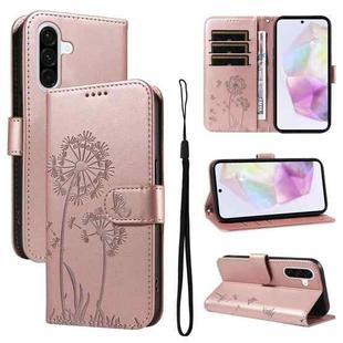For Samsung Galaxy A56 5G Dandelion Embossed Pattern Flip Leather Phone Case(Rose Gold)