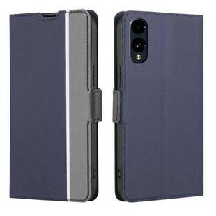 For Fujitsu Arrows We2 Twill Texture Side Button Leather Phone Case(Blue)