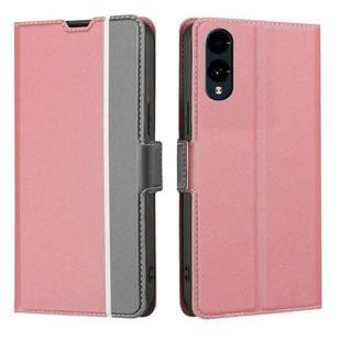 For Fujitsu Arrows We2 Twill Texture Side Button Leather Phone Case(Pink)