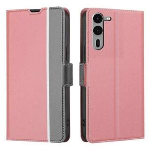 For Fujitsu Arrows We2 Plus Twill Texture Side Button Leather Phone Case(Pink)