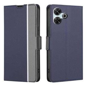 For Redmi 13 4G Twill Texture Side Button Leather Phone Case(Blue)