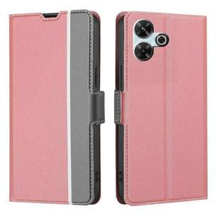 For Redmi 13 4G Twill Texture Side Button Leather Phone Case(Pink)