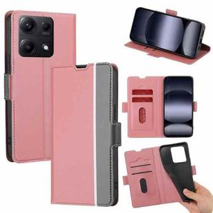For Redmi Note 14S 4G Twill Texture Side Button Leather Phone Case(Pink)