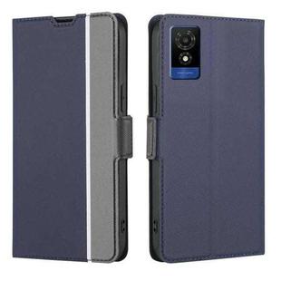 For TCL 501 4G Twill Texture Side Button Leather Phone Case(Blue)