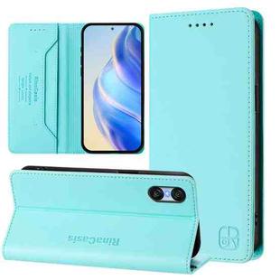 For Sony Xperia 10 VI 2024 RC01 Dual-Folded Magnetic Suction RFID Leather Phone Case(Mint Green)