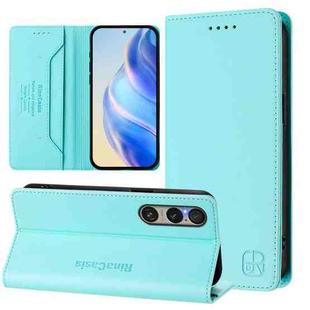 For Sony Xperia 1 VI 2024 RC01 Dual-Folded Magnetic Suction RFID Leather Phone Case(Mint Green)