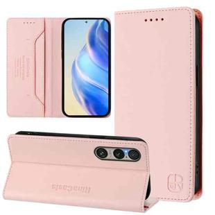 For Sony Xperia 1 VI 2024 RC01 Dual-Folded Magnetic Suction RFID Leather Phone Case(Pink)