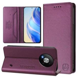 For ZTE Blade A73 5G RC01 Dual-Folded Magnetic Suction RFID Leather Phone Case(Violet)