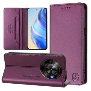 For ZTE Blade A75 5G / Nubia Focus 5G RC01 Dual-Folded Magnetic Suction RFID Leather Phone Case(Violet)