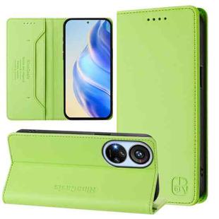 For ZTE Blade V40s RC01 Dual-Folded Magnetic Suction RFID Leather Phone Case(Grass Green)