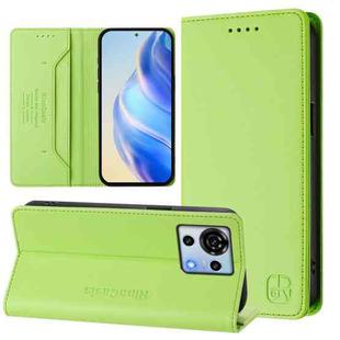 For ZTE Blade V50 Vita RC01 Dual-Folded Magnetic Suction RFID Leather Phone Case(Grass Green)