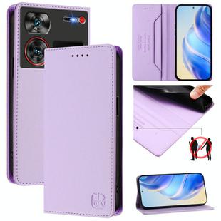 For ZTE Nubia Z60 Ultra RC01 Dual-Folded Magnetic Suction RFID Leather Phone Case(Light Purple)
