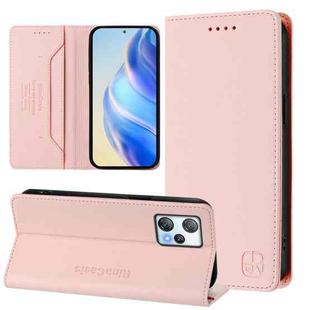 For Blackview A53 RC01 Dual-Folded Magnetic Suction RFID Leather Phone Case(Pink)