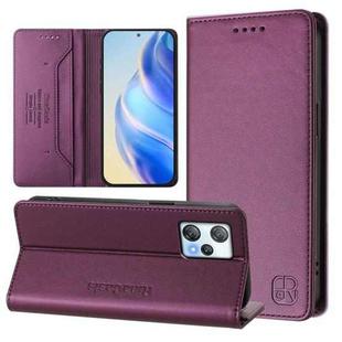 For Blackview A53 RC01 Dual-Folded Magnetic Suction RFID Leather Phone Case(Violet)