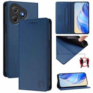 For Blackview Oscal Flat 2 / 2C RC01 Dual-Folded Magnetic Suction RFID Leather Phone Case(Dark Blue)