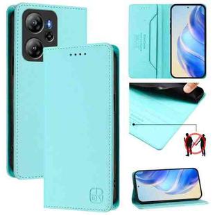 For Blackview Oscal Tiger 13 RC01 Dual-Folded Magnetic Suction RFID Leather Phone Case(Mint Green)