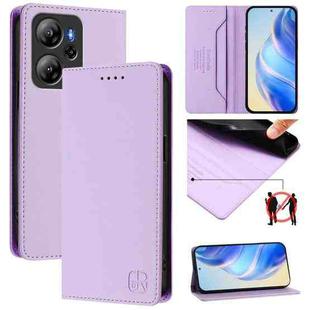 For Blackview Oscal Tiger 13 RC01 Dual-Folded Magnetic Suction RFID Leather Phone Case(Light Purple)