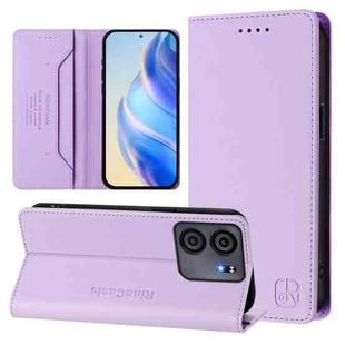 For BLU View 5 RC01 Dual-Folded Magnetic Suction RFID Leather Phone Case(Light Purple)