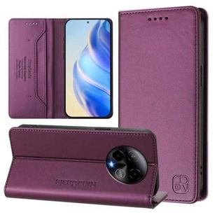 For BLU Bold K50 RC01 Dual-Folded Magnetic Suction RFID Leather Phone Case(Violet)