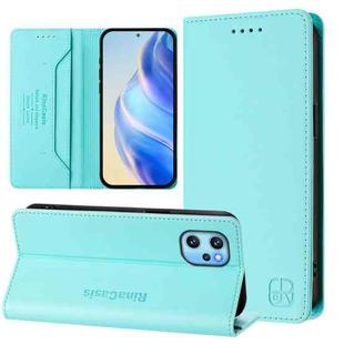 For UMIDIGI Power 7 Max RC01 Dual-Folded Magnetic Suction RFID Leather Phone Case(Mint Green)