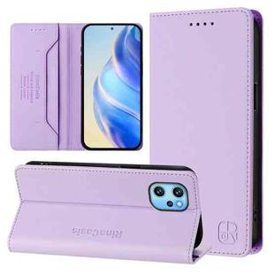 For UMIDIGI Power 7 Max RC01 Dual-Folded Magnetic Suction RFID Leather Phone Case(Light Purple)