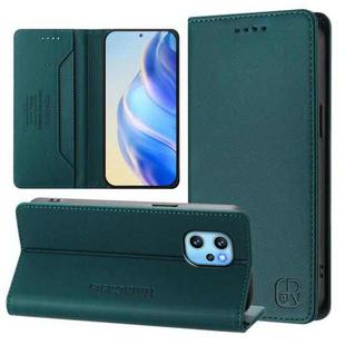 For UMIDIGI Power 7 Max RC01 Dual-Folded Magnetic Suction RFID Leather Phone Case(Dark Green)