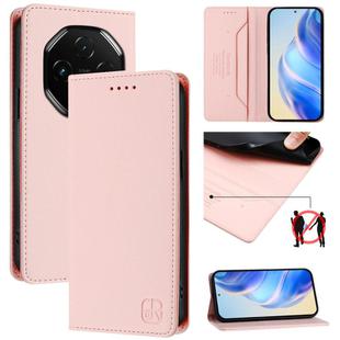 For UMIDIGI G100 Pro RC01 Dual-Folded Magnetic Suction RFID Leather Phone Case(Pink)