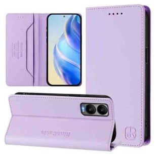 For Cricket Debut S3 RC01 Dual-Folded Magnetic Suction RFID Leather Phone Case(Light Purple)