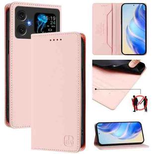 For Cubot A20 RC01 Dual-Folded Magnetic Suction RFID Leather Phone Case(Pink)