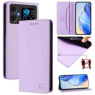 For Cubot A20 RC01 Dual-Folded Magnetic Suction RFID Leather Phone Case(Light Purple)