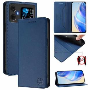 For Cubot A20 RC01 Dual-Folded Magnetic Suction RFID Leather Phone Case(Dark Blue)