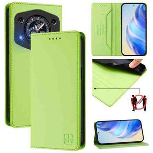 For Cubot A30 RC01 Dual-Folded Magnetic Suction RFID Leather Phone Case(Grass Green)