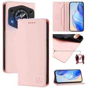 For Cubot A30 RC01 Dual-Folded Magnetic Suction RFID Leather Phone Case(Pink)