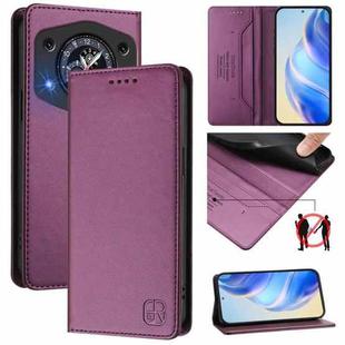 For Cubot A30 RC01 Dual-Folded Magnetic Suction RFID Leather Phone Case(Violet)