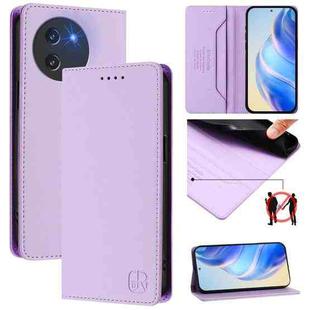 For DOOGEE Note 59 / Note 59 Pro RC01 Dual-Folded Magnetic Suction RFID Leather Phone Case(Light Purple)